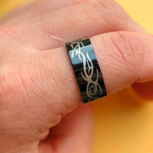 Unisex Stainless Steel Black Ring